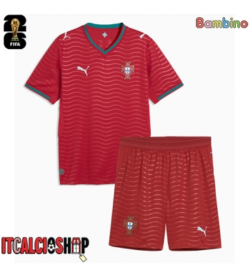 Portogallo Prima Maglia Bambino Mondiali 2026 Manica Corta (+ Pantaloni corti)